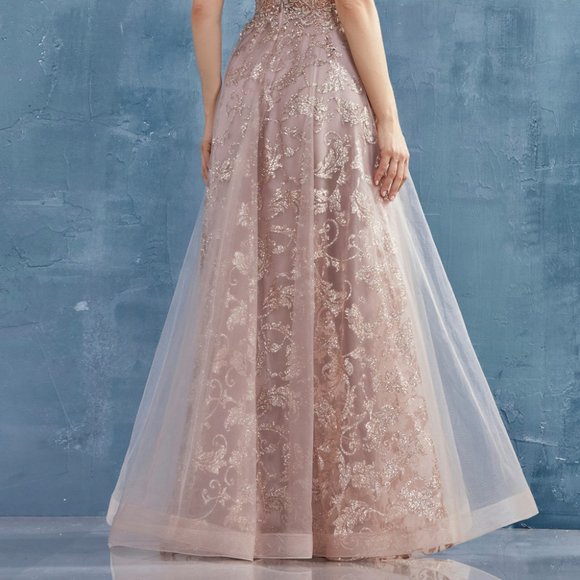 Illusion V-Neck A-Line Shape Prom Dress ALA0882 - Picture 3 of 5